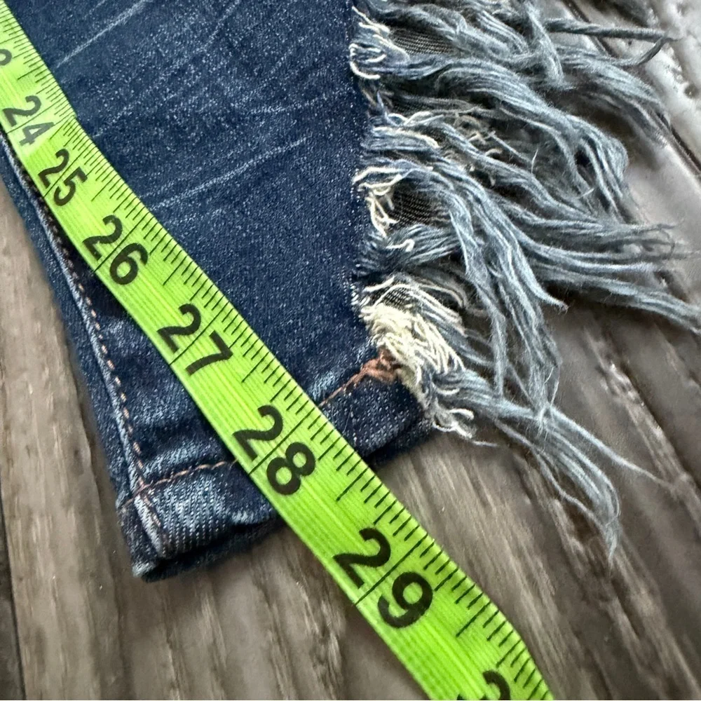 Dear John Gisele Skinny High Waisted Jeans Fray Asymmetrical Ankle Hem EUC 30